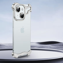 Load image into Gallery viewer, Frameless Aluminum Alloy Metal Corner Pad Anti-Fall Phone Case With Lens Protective Film For iPhone