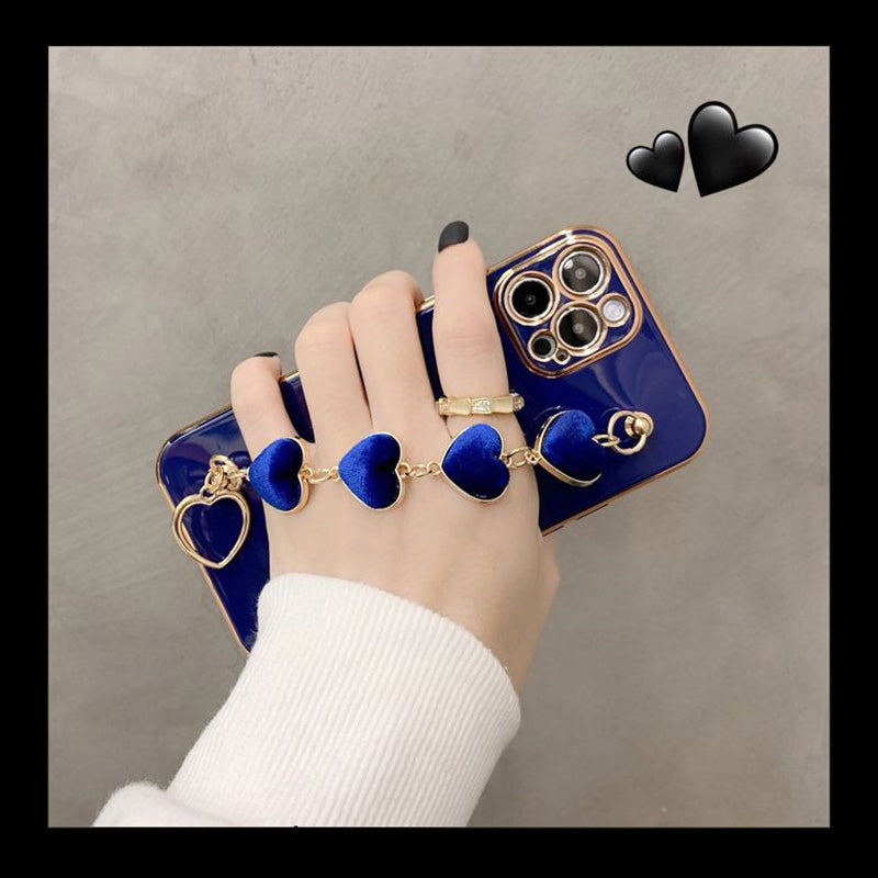 2021 Luxury Plating Heart Fabric Bracelet Hand Holder Cover for iPhone