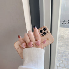 Load image into Gallery viewer, Luxury Plating Heart Fabric Bracelet Hand Holder Cover for iPhone
