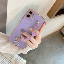 Load image into Gallery viewer, 2021 Luxury Plating Heart Fabric Bracelet Hand Holder Cover for iPhone
