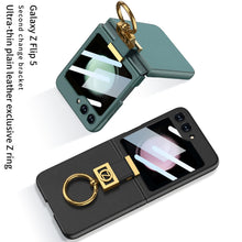 Load image into Gallery viewer, Luxury Leather Z Ring Holder Phone Case With Back Screen Protector For Samsung Galaxy Z Flip5 - mycasety2023 Mycasety