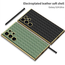 Load image into Gallery viewer, Woven Texture Electroplated Leather Phone Case For Samsung S24 S23 Ultra Plus