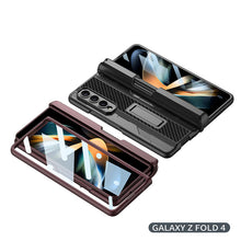 Load image into Gallery viewer, Magnetic Mech S Pen Slot Holder Case For Samsung Galaxy Z Fold4 Fold3 5G With Back Screen Protector

