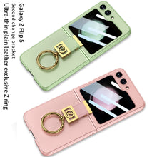 Load image into Gallery viewer, Luxury Leather Z Ring Holder Phone Case With Back Screen Protector For Samsung Galaxy Z Flip5 - mycasety2023 Mycasety