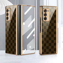 Load image into Gallery viewer, Leather Tempered Glass Case For Samsung Galaxy Z Fold 2 Luxury Carbon Fiber Plating Cover With Screen