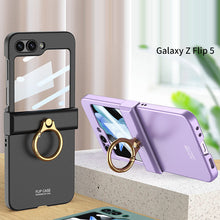 Load image into Gallery viewer, Electroplated hinge all-inclusive Case with Ring Front Screen Tempered Glass Protective Film For Samsung Galaxy Z Flip5 - mycasety2023 Mycasety