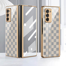 Load image into Gallery viewer, Leather Tempered Glass Case For Samsung Galaxy Z Fold 2 Luxury Carbon Fiber Plating Cover With Screen