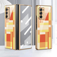 Load image into Gallery viewer, Leather Tempered Glass Case For Samsung Galaxy Z Fold 2 Luxury Carbon Fiber Plating Cover With Screen