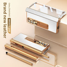 Load image into Gallery viewer, Electroplating Frame Magnetic Aluminum Bracket All-Inclusive Leather Phone Case For Samsung Galaxy Z Fold3 Fold4 Fold5