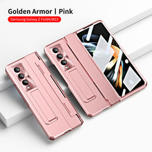 Load image into Gallery viewer, Enhanced Version of Golden Armor Hinge Folding Magnetic Bracket Shell Case For Samsung Galaxy Z Fold3 Fold4 5G With Screen Protector