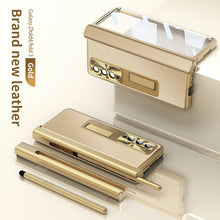 Load image into Gallery viewer, Electroplating Frame Magnetic Aluminum Bracket All-Inclusive Leather Phone Case For Samsung Galaxy Z Fold3 Fold4 Fold5