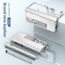 Load image into Gallery viewer, Electroplating Frame Magnetic Aluminum Bracket All-Inclusive Leather Phone Case For Samsung Galaxy Z Fold3 Fold4 Fold5