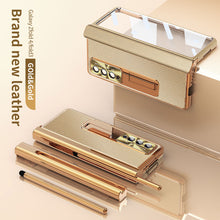 Load image into Gallery viewer, Electroplating Frame Magnetic Aluminum Bracket All-Inclusive Leather Phone Case For Samsung Galaxy Z Fold3 Fold4 Fold5