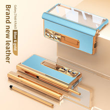 Load image into Gallery viewer, Electroplating Frame Magnetic Aluminum Bracket All-Inclusive Leather Phone Case For Samsung Galaxy Z Fold3 Fold4 Fold5