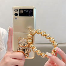 Load image into Gallery viewer, Solid Color Electroplated Bear Stand For Samsung Galaxy Z Flip3/4 Case - mycasety2023 Mycasety