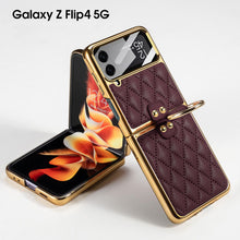 Load image into Gallery viewer, Luxury Leather Electroplating Diamond Protective Cover For Samsung Galaxy Z Flip4 Flip3 5G