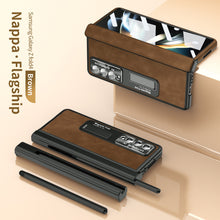Load image into Gallery viewer, Luxury Nappa Leather Cover Magnetic Hinge Folding Shell Case For Samsung Galaxy Z Fold3 Fold4 5G With S-Pen Slot & Stylus