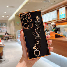 Load image into Gallery viewer, Lovely Plating Heart Bracelet Camera All-inclusive Protective Case For Samsung Galaxy S23 S22 S21 Ultra Plus