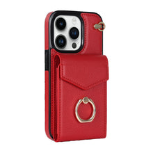 Load image into Gallery viewer, Luxurious Leather Card Holder Anti-fall Protective iPhone Case With Wrist Strap