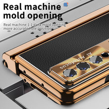 Load image into Gallery viewer, Electroplating Frame Magnetic Aluminum Bracket All-Inclusive Leather Phone Case For Samsung Galaxy Z Fold3 Fold4 Fold5