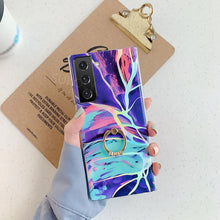 Load image into Gallery viewer, Laser Marble Pattern Ring Holder Protective Cover For Samsung S23 S22 S21 S20 Note20 Ultra Plus