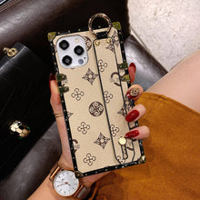 Load image into Gallery viewer, 2021 Luxury Brand Square Flower Leather Phone Case For Iphone 12 Mini 11 Pro X XR XS MAX 7 8 6S Plus Fashion Wrist Bracket Back Cover