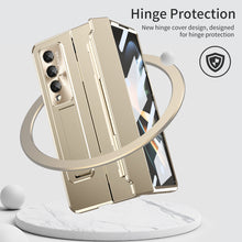 Load image into Gallery viewer, Enhanced Version of Golden Armor Hinge Folding Magnetic Bracket Shell Case For Samsung Galaxy Z Fold3 Fold4 5G With S-Pen Slot & Stylus