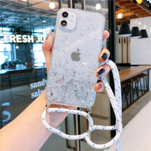 Load image into Gallery viewer, 2021 Bling Glitter Stars Sequins Cord Chain Necklace Lanyard Phone Case For iPhone 11 Pro XS Max XR X 6S 7 8 plus