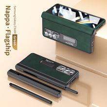 Load image into Gallery viewer, Luxury Nappa Leather Cover Magnetic Hinge Folding Shell Case For Samsung Galaxy Z Fold3 Fold4 5G With S-Pen Slot & Stylus