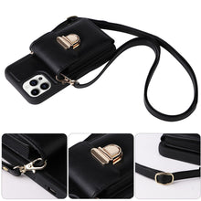 Load image into Gallery viewer, Luxurious Leather Card Holder Anti-fall Protective iPhone Case With Lanyard