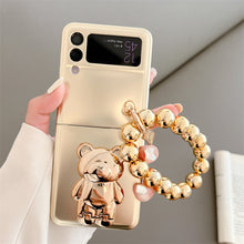 Load image into Gallery viewer, Solid Color Electroplated Bear Stand For Samsung Galaxy Z Flip3/4 Case - mycasety2023 Mycasety