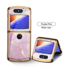 Load image into Gallery viewer, Luxury Plating Fold Case Plexiglass Pattern Shockproof Edge Cover For Motorola Moto Razr 5G