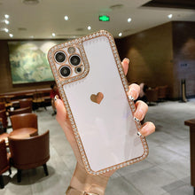 Load image into Gallery viewer, 2021 Luxury Diamond Electroplating Love Heart Protective Case For iPhone