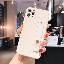 Load image into Gallery viewer, 2021 Wrist Strap Square Liquid Silicone Phone Case For iPhone 11Pro Max XR XS Max X 7 8 Plus Stand Holder Cover For iPhone 12 SE 2020