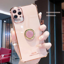 Load image into Gallery viewer, Luxury Electroplated Gold Plating Glitter Case with Ring Holder For iPhone 13 12 11 Pro Max Mini XS XR