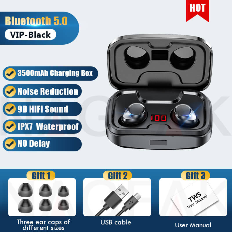TWS Bluetooth 5.0 Earphones 3500mAh Charging Box Wireless Sports Waterproof Earbuds Headsets With Microphone