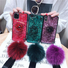 Load image into Gallery viewer, Hair Ball Airbag Bracket Diamond iPhone Samsung Huawei Case