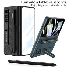 Load image into Gallery viewer, Slim Leather Samsung Galaxy Z Fold 5 Case with Front Screen Tempered Glass Protector & Pen Slot & Stylus - mycasety2023 Mycasety