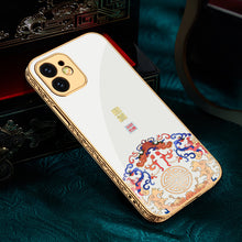 Load image into Gallery viewer, 2021 Luxury Plating Anti-knock Baroque Carving Edge Protection Tempered Glass Case For iPhone