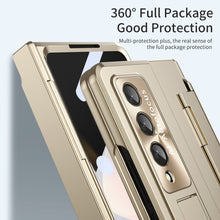 Load image into Gallery viewer, Enhanced Version of Golden Armor Hinge Folding Magnetic Bracket Shell Case For Samsung Galaxy Z Fold3 Fold4 5G With Screen Protector