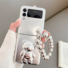 Load image into Gallery viewer, Solid Color Electroplated Bear Stand For Samsung Galaxy Z Flip3/4 Case - mycasety2023 Mycasety