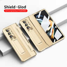 Load image into Gallery viewer, Hinge Folding Leather Magnetic Bracket Shell Electroplated Case For Samsung Galaxy Z Fold3 Fold4 5G Support Wireless Charging