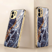 Load image into Gallery viewer, 2021 Luxury Marble Plating Anti-knock Baroque Carving Edge Protection Tempered Glass Case For iPhone