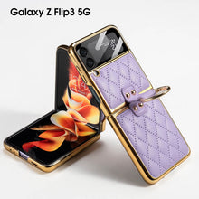 Load image into Gallery viewer, Luxury Leather Electroplating Diamond Protective Cover For Samsung Galaxy Z Flip 3 5G