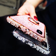 Load image into Gallery viewer, Diamond High Quality Line Black Glitter Ring Phone Case For iPhone
