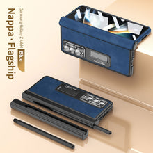 Load image into Gallery viewer, Luxury Nappa Leather Cover Magnetic Hinge Folding Shell Case For Samsung Galaxy Z Fold3 Fold4 5G With S-Pen Slot & Stylus