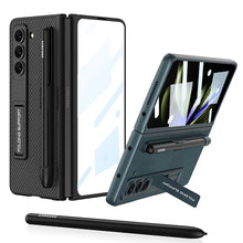 Load image into Gallery viewer, Slim Leather Samsung Galaxy Z Fold 5 Case with Front Screen Tempered Glass Protector & Pen Slot & Stylus - mycasety2023 Mycasety