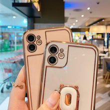 Load image into Gallery viewer, Plating Clear Candy Color Phone Case with Ring Holder for iPhone 11 12 Pro Max XS Max XR X 8 7 Plus - VooChoice