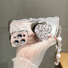 Load image into Gallery viewer, Silver Heart Rhinestone Stand iPhone Case - mycasety2023 Mycasety