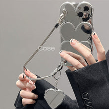 Load image into Gallery viewer, Silver Plated Chain Heart iPhone Case - mycasety2023 Mycasety